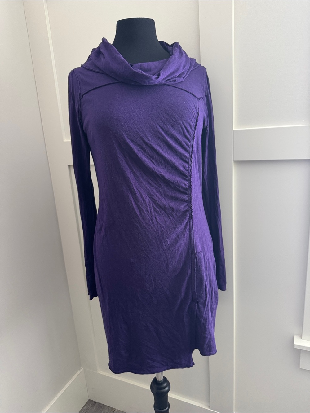 Volcom Purple Long-Sleeve Cowl Neck Dress